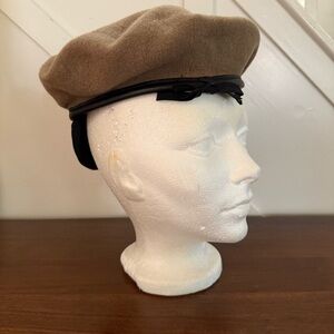 Vintage Beret 100% Wool Tan Made in USA Size 6 3/4 Punk Rock Streetwear